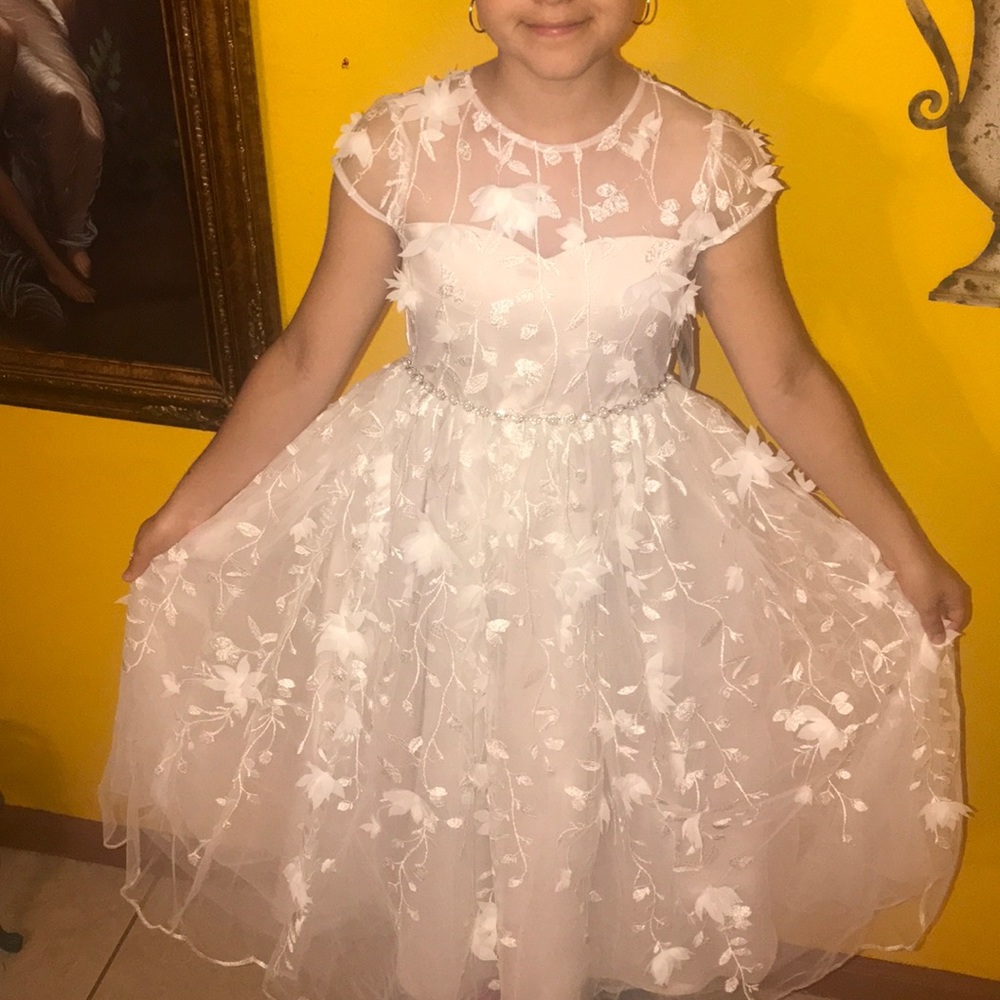 Gorgeous Unique White Tulle Petaled Dress